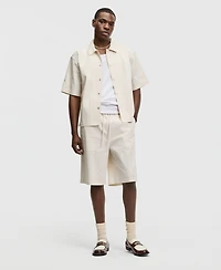 Mode of One Men's Relaxed-Fit Crinkle Stripe Short-Sleeve Shirt, Macy's Exclusive