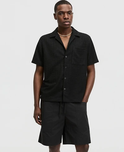 Mode of One Men's Relaxed-Fit Boucle Short-Sleeve Camp Shirt, Macy's Exclusive