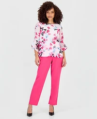 Kasper Petite Mid Rise Straight-Leg Pants