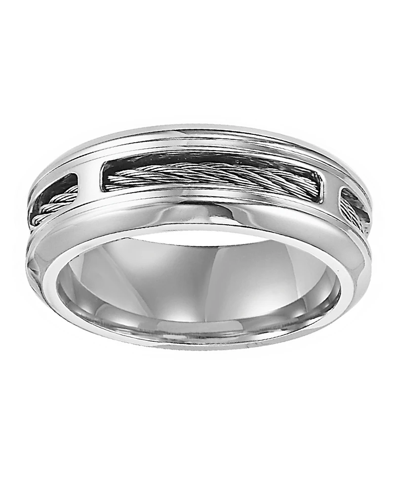 Triton Men's Stainless Steel Ring, Comfort Fit Cable Wedding Band