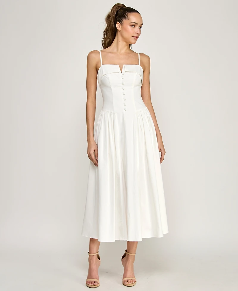 Alex & Sophia Juniors' Folded Square-Neck Sleeveless Midi Dress