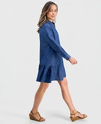 Style & Co Petite Denim Flounce-Hem Shirtdress, Macy's Exclusive