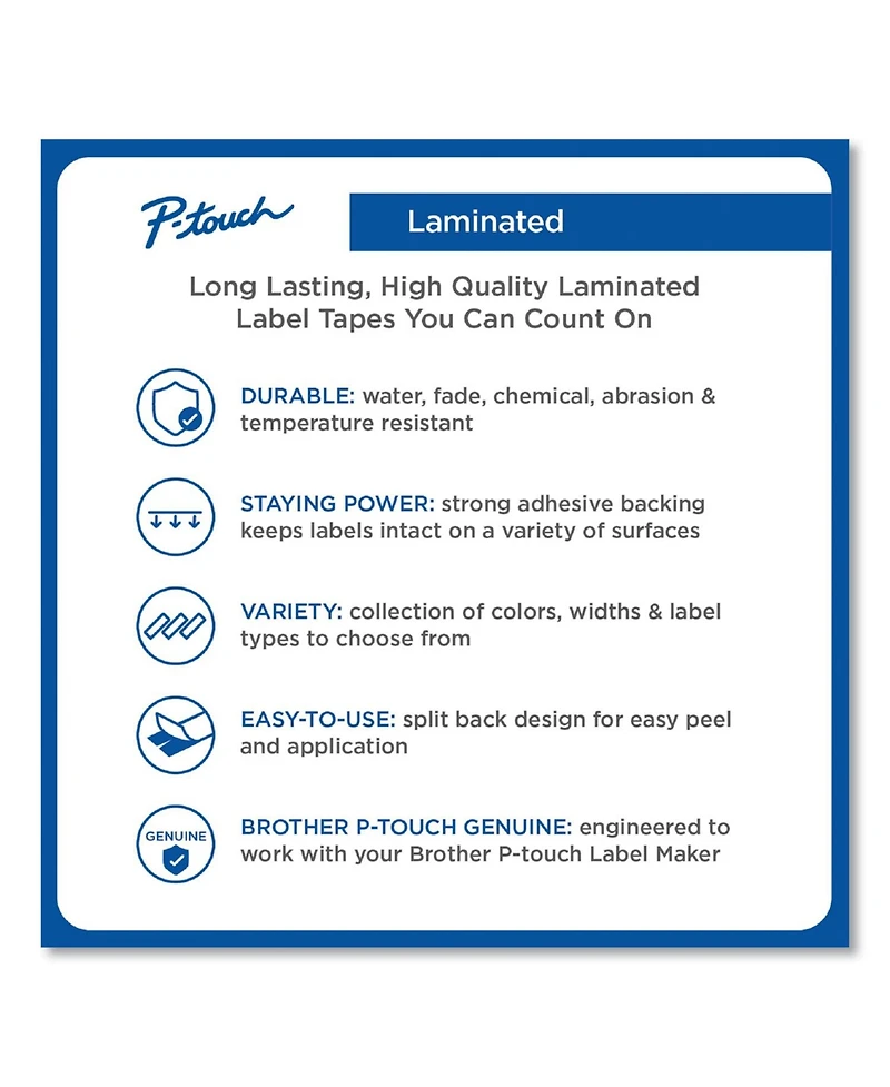 Brother P-Touch TZE315 0.23 in. x 26.2 ft. TZe Standard Adhesive Laminated Labeling Tape - White on Black