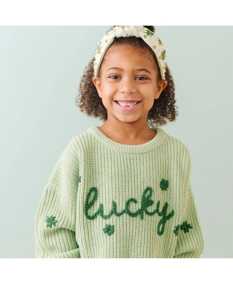 Sweet Wink Little Girls Lucky Shamrock St. Patrick's Day Knit Sweater