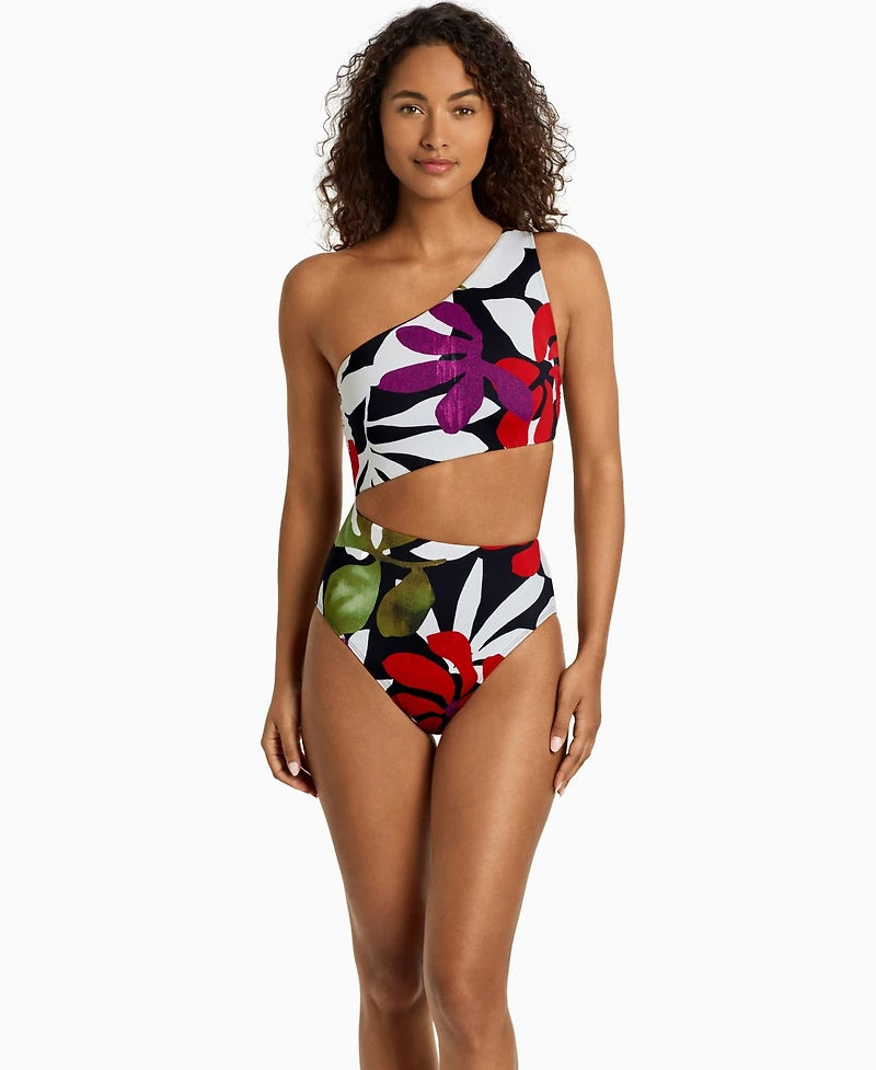Lauren Ralph Women's One-Shoulder Cutout One-Piece Swimsuit
