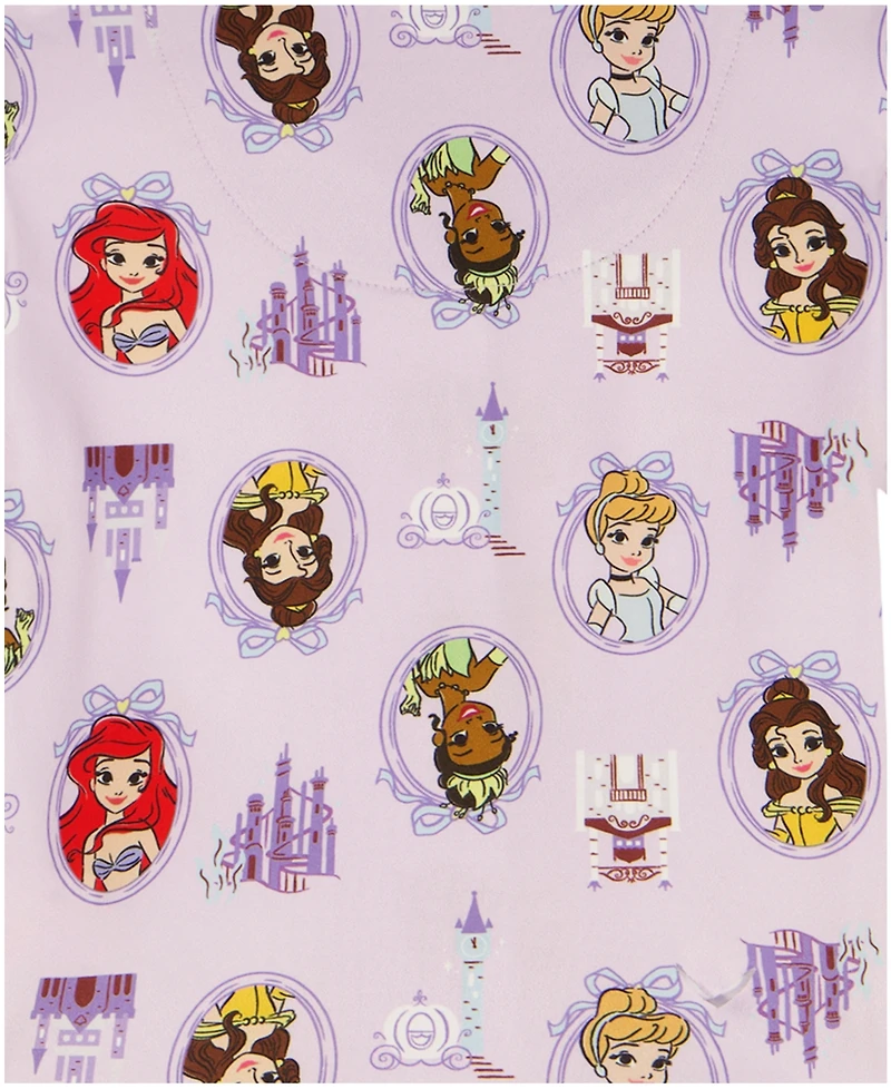 Disney Girls' Toddler 2T-4T Princess Time Printed Top and Shorts, 2-Piece Pajama Set