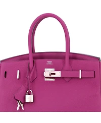 Pre-Owned Hermes Birkin 30 Handbag Pink Clemence with Palladium Hardware