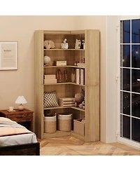 Gaomon Corner Bookshelf, 71.8 in Corner Bookcase, L-Shaped Bookshelf Farmhouse Bookcase, 5 Tier Display Shelf Heavy Duty Bookcases