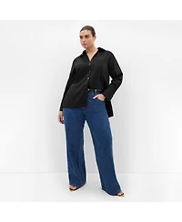 City Chic Women's Plus Elevated Long Sleeve Stretch Shirt