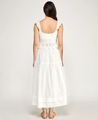 Seni & Cade Juniors' Button Up Eyelet Top Midi Skirt, 2-Piece Set