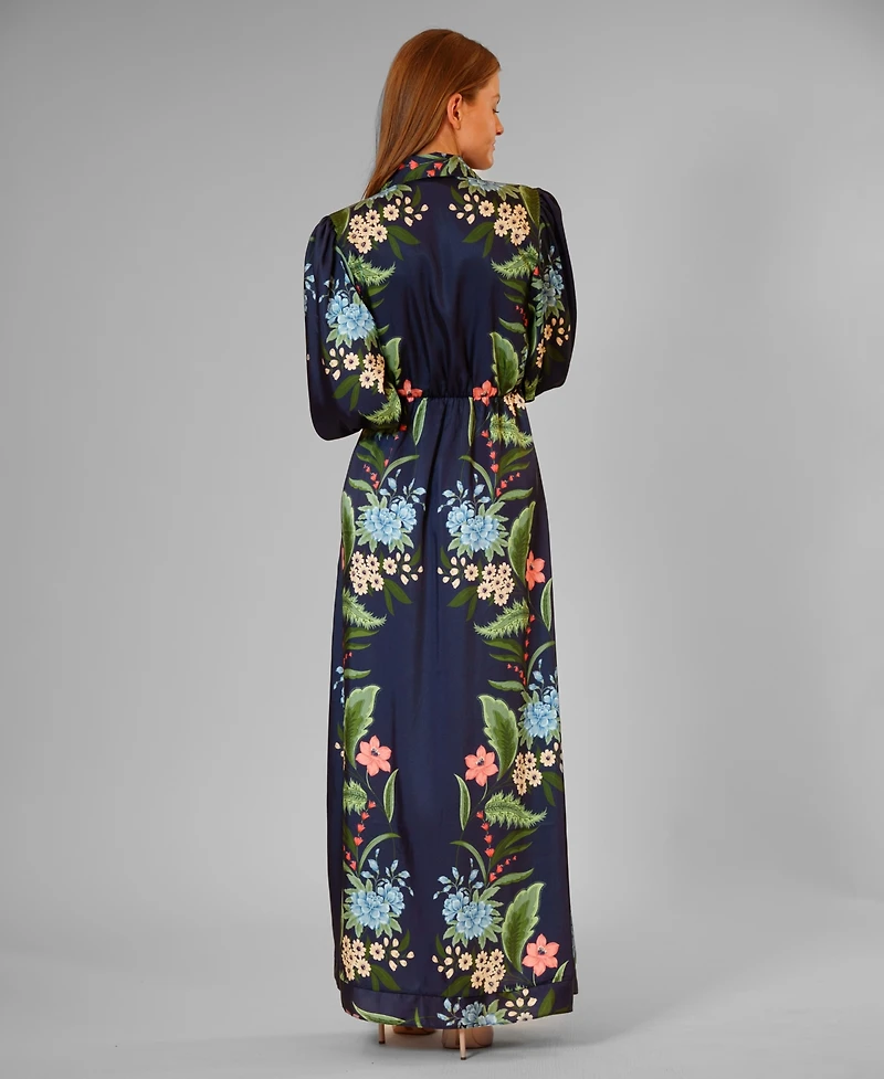 julia jordan Women's Long-Sleeve Collared Maxi Shirt Dress