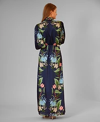 julia jordan Women's Long-Sleeve Collared Maxi Shirt Dress