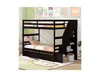 Slickblue Bunk Bed Twin-Over-Twin with Storage Steps and Drawers - 43
