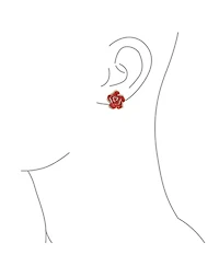 Bling Jewelry Pink Red Enamel Flower Crystal Edge Clip-On Earrings Gold Plated For Non-Pierced