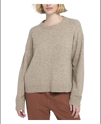 Elle Collection Women's Pearl Trimmed Sweater Pullover