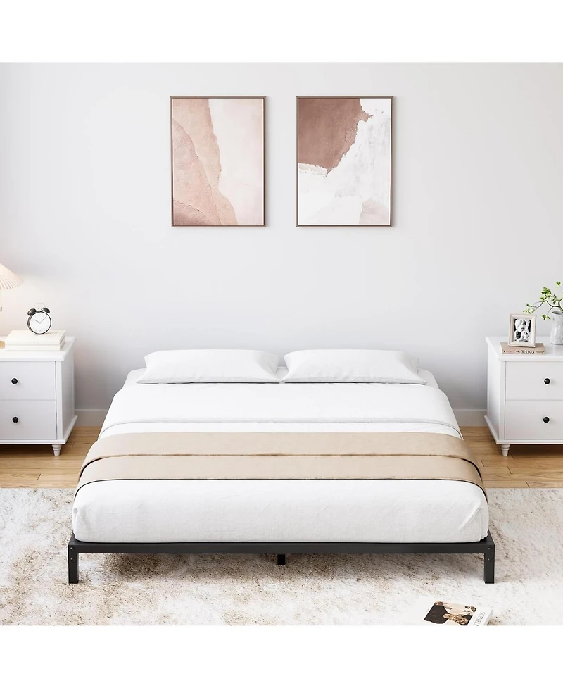 gaomon 6" Size Metal Bed Frame, Heavy Duty Platform Bed with Storage Space,Steel Support,No Box Spring Needed, Easy Assembly Mattress Foundation