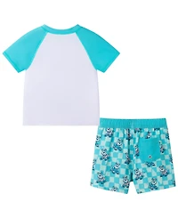 Andy & Evan Boys' 2T-5 Crewneck Rash Guard and Printed Shorts, 2-Piece Set