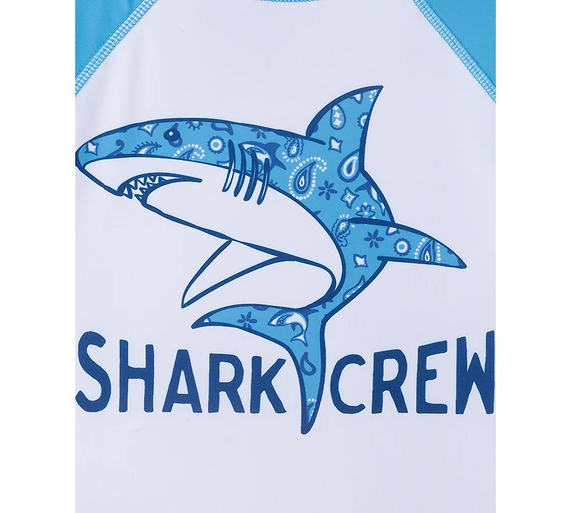 Andy & Evan Boys' 2T-5 Crewneck Rash Guard and Printed Shorts, 2-Piece Set