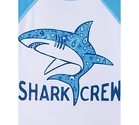 Andy & Evan Boys' 2T-5 Crewneck Rash Guard and Printed Shorts, 2-Piece Set