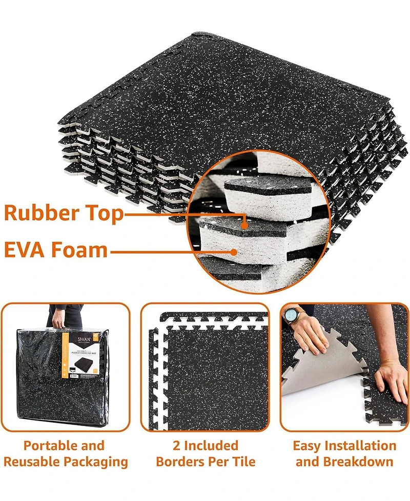 Draft - Sorbus 6 Interlocking Gym Floor Mat 1/2" Thick Rubber Top High-Density Eva Foam (24 Sq Ft) for Yoga, Heavy Exercise Equipment