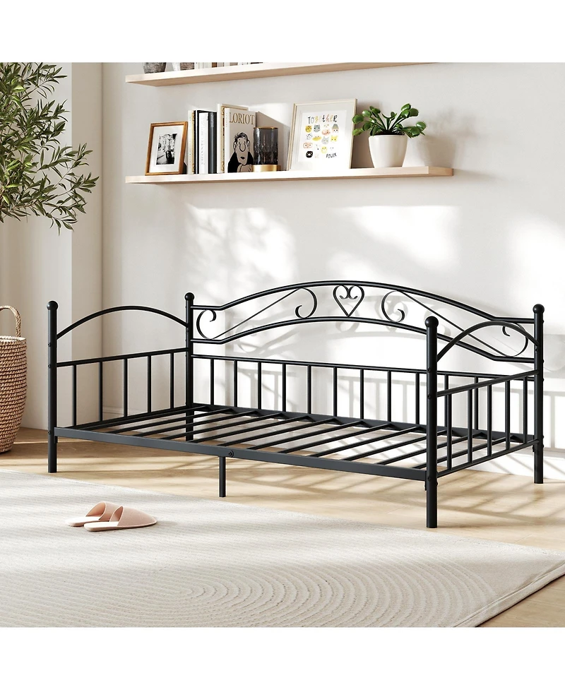 Draft - Slickblue Modern Twin Metal Daybed Frame with Headboard Support