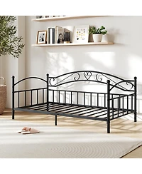 Draft - Slickblue Modern Twin Metal Daybed Frame with Headboard Support