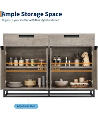 Gaomon Storage Cabinet Buffet Cabinet with Adjustable Shelves, 55" Sideboard Buffet Cabinet with Sturdy Design 2 Drawers and 4 Doors & Wood Finis