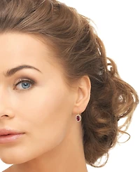 Macy's Lab-Grown Ruby (1.90 ct. t.w.) & Lab-Grown White Sapphire (0.16 ct. t.w.) Halo Earrings in 14k Gold Over Sterling Silver