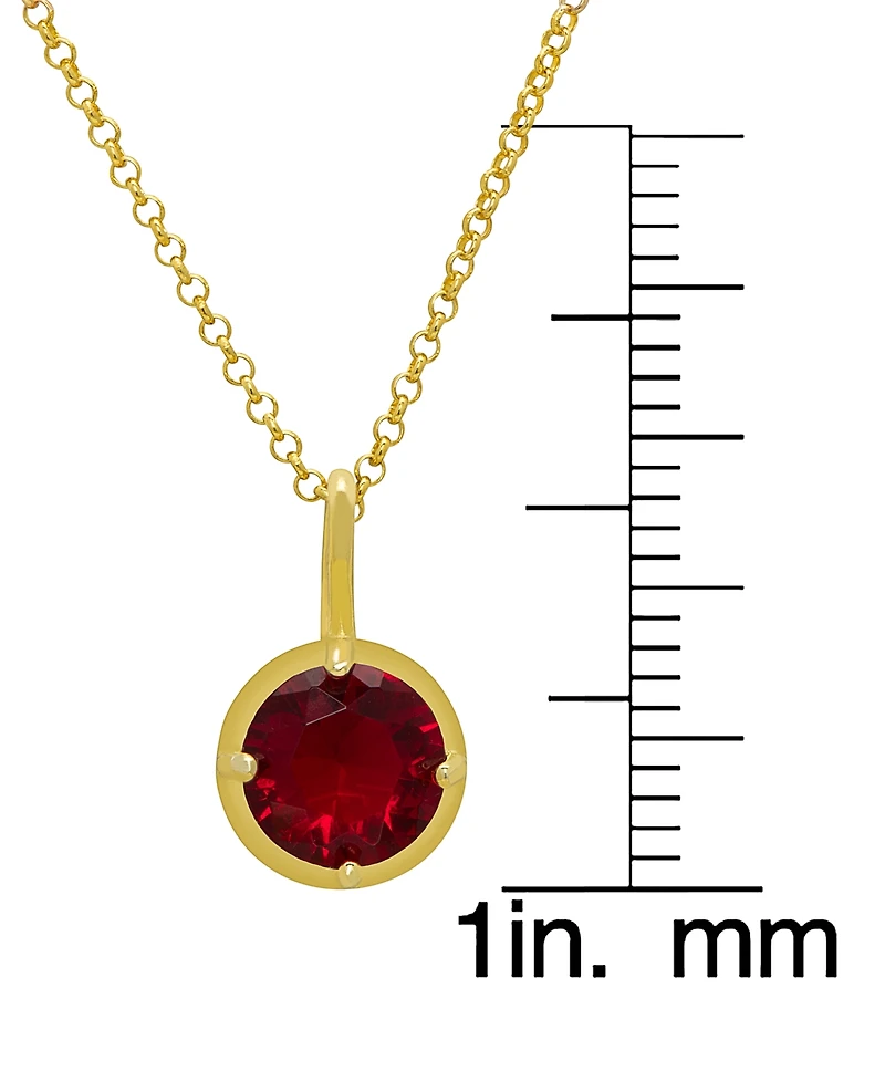 Macy's 2-Piece Lab-Grown Ruby (4-1/4 ct. t.w.) Round Pendant Necklace and Leverback Earrings Set in 14k Gold Over Sterling Silver