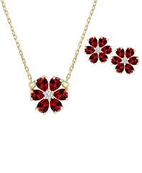 Macy's 2-Piece Garnet (3.93 ct. t.w.) & Amethyst (3.90 Flower Earring and Necklace Set