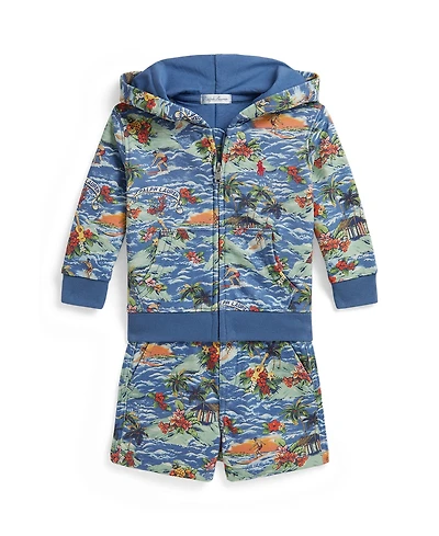 Polo Ralph Lauren Baby Boys' Tropical-Print Hoodie and Shorts, 2-Piece Set