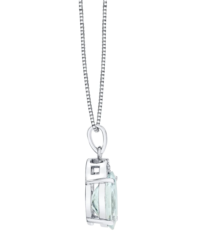 Macy's Aquamarine (4-1/3 ct. t.w.) & Diamond Accent Pendant Necklace in Sterling Silver