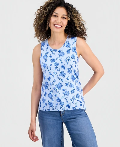 Style & Co Petite Poetic Floral Feminine Tank Sweater, Macy's Exclusive