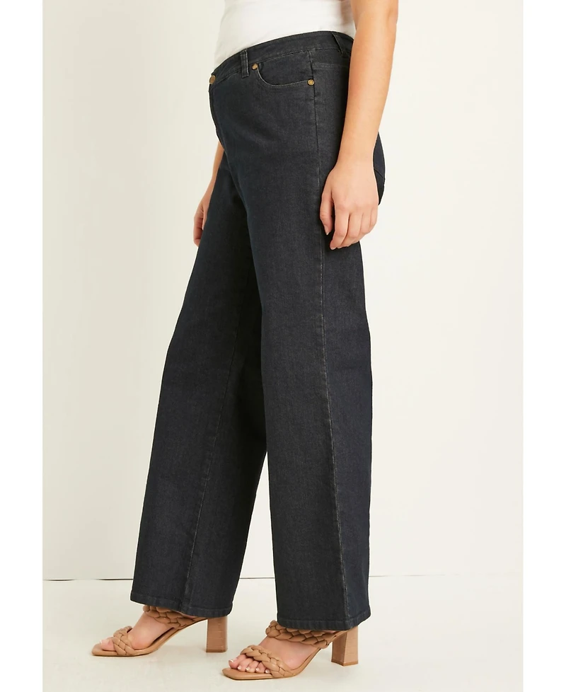 June + Vie Women's Curvie Fit Wide-Leg Jeans