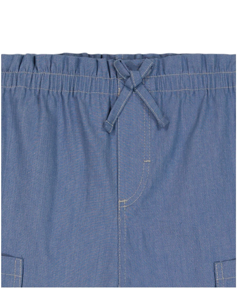 Calvin Klein Girls' 4-6X Square Neck T-Shirt and Wide Leg Denim Pants, 2-Piece Set