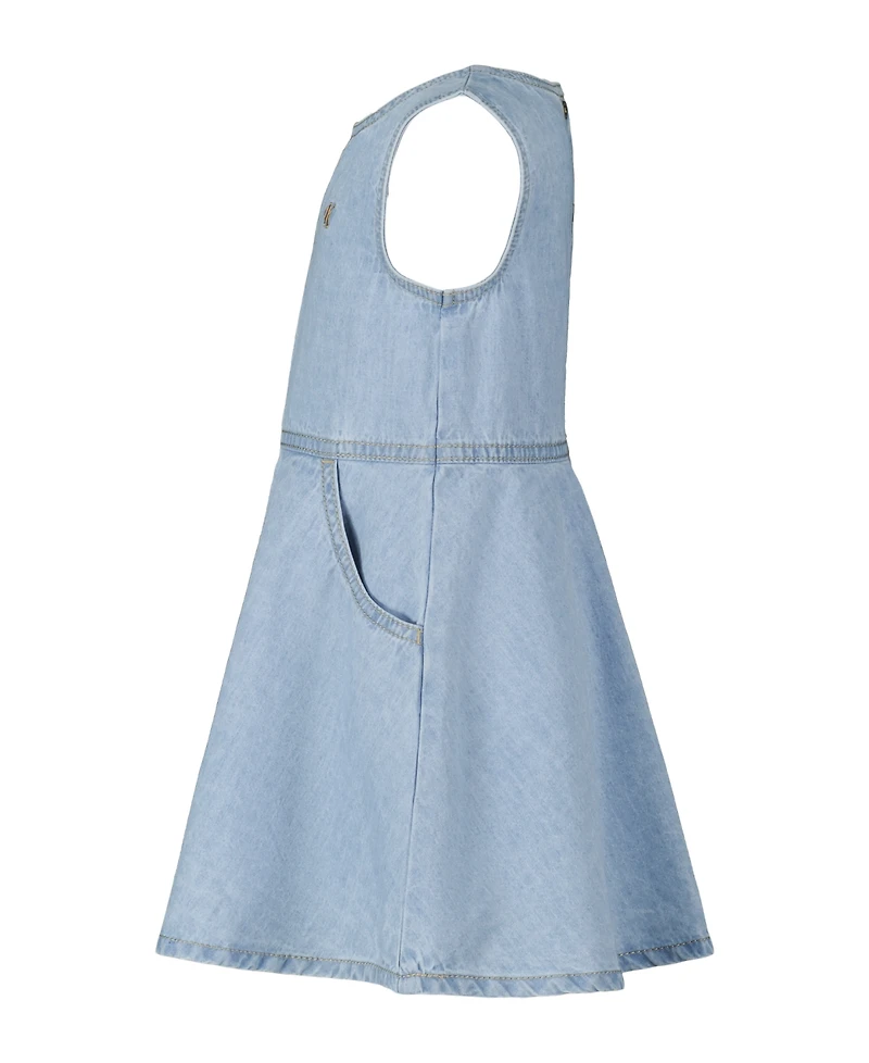 Calvin Klein Girls' 4-6X Round Neck Denim Dress