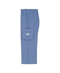 Calvin Klein Girls' Toddler 2T-4T Square Neck T-Shirt and Wide Leg Denim Pants, 2-Piece Set