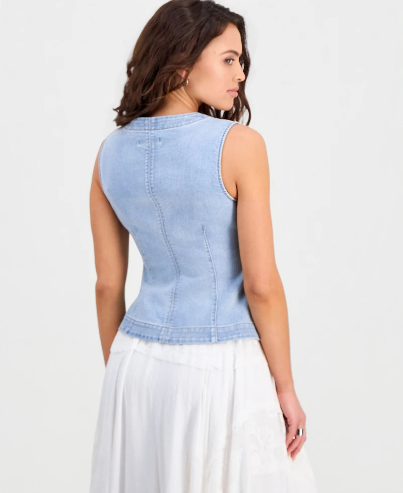 And Now This Petite Denim Flyaway Vest, Macy's Exclusive