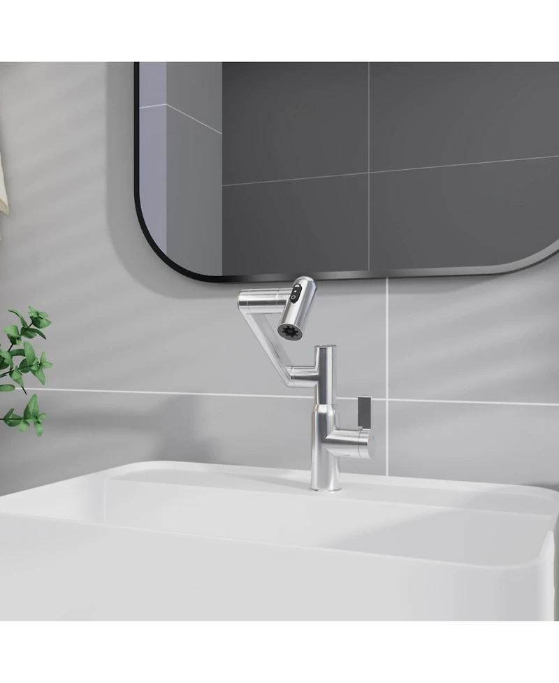 Rainsken Kitchen Faucet with Pull Down Sprayer, High Arc 360° Swivel Brushed Nickel, 3-Mode Spray Head, for Farmhouse Modern Laundry Rv Bar