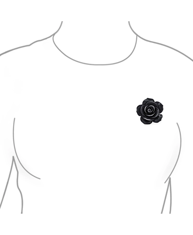 Bling Jewelry Romantic Floral Blooming 3D Carved Rose Brooche Pin Pink Blue Black White Red