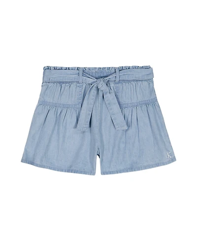 Calvin Klein Girls' 7-16 Paper Bag Waist Shorts