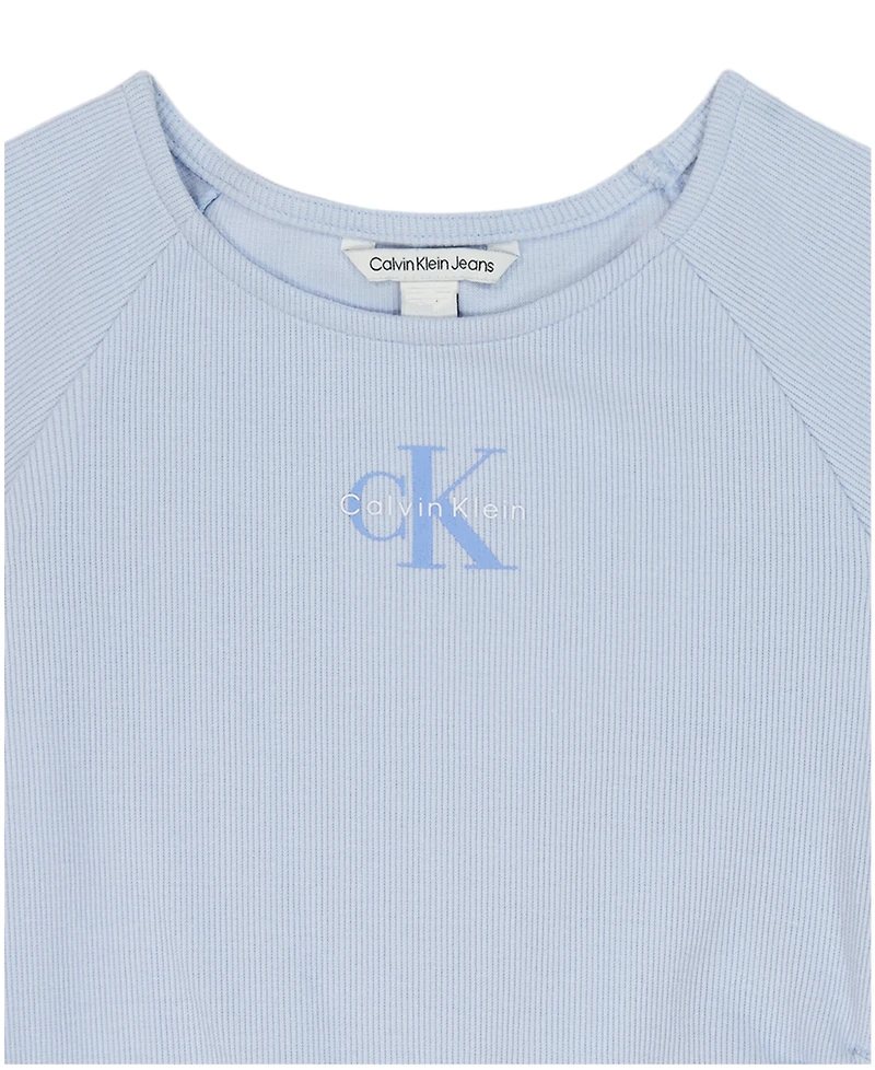 Calvin Klein Girls' 7-16 Ck Side Ruched Round Neck T-Shirt