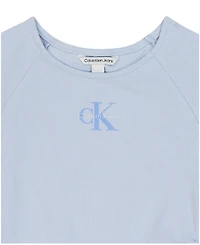 Calvin Klein Girls' 7-16 Ck Side Ruched Round Neck T-Shirt