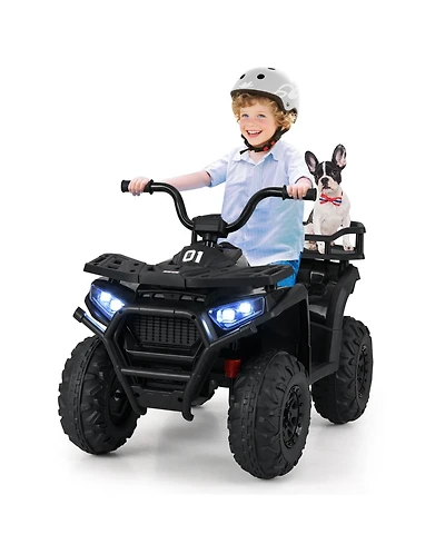Mecale 24V Kids Ride on Electric Atv Quad Car with Realistic Sounds and Led Lights-Black