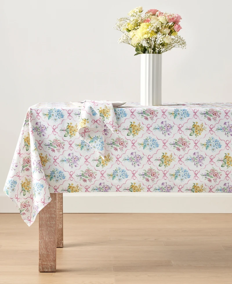 Lenox Bouquet Ribbon Delicate Tablecloth, 60" x 102"