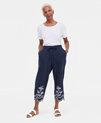 Style & Co Petite Trim Eyelet Wide-Leg Knit Pants, Macy's Exclusive