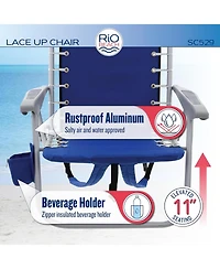 Rio Beach 2 x 2 x 2 ft Navy 4-Position Lace-up Aluminum Backpack Chair 2 Pack