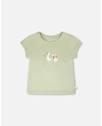 Deux par Deux Big Girls ganic Cotton Jersey T-Shirt Light Khaki Green