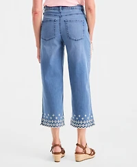 Style & Co Petite High-Rise Embroidered Scallop Cropped Jeans, Macy's Exclusive