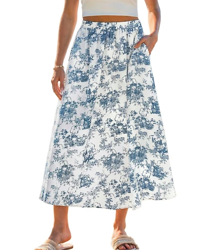 Cupshe Women's Toile Print Elastic Waist Midi Skirt